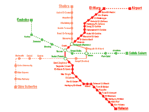 カイロ地下鉄の別のマップ 2014