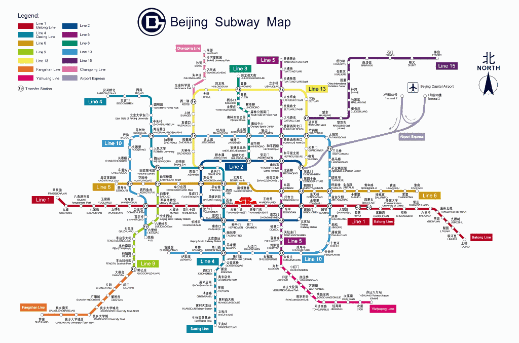 Карта метро в пекине