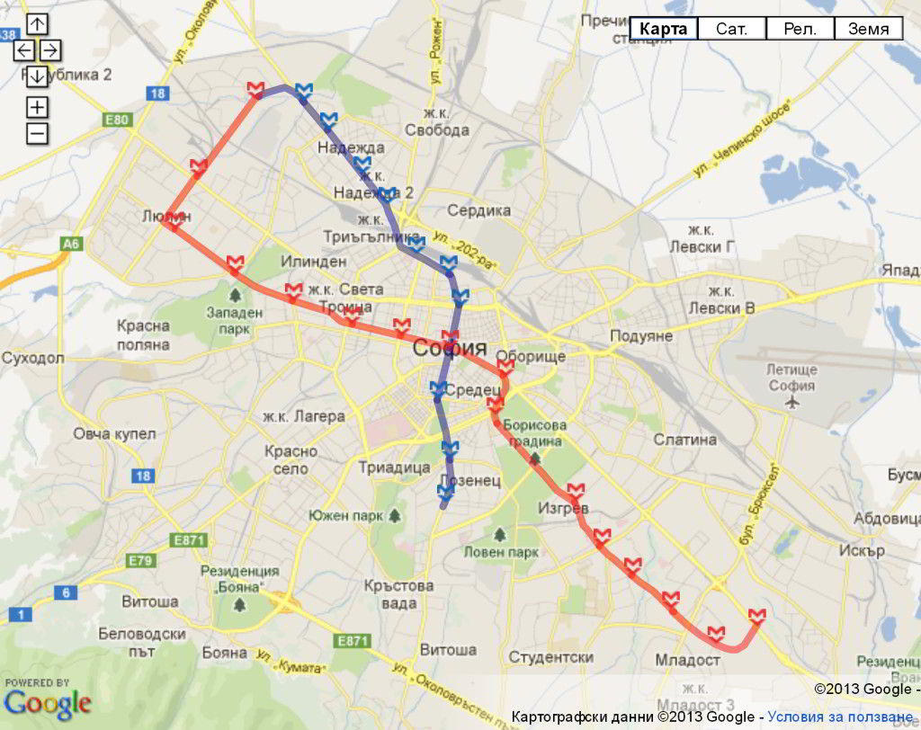 Map of Sofia Metro