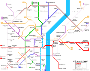 Antiguo mapa metro Colonia Cologne 1