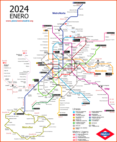 Madrid metro kort