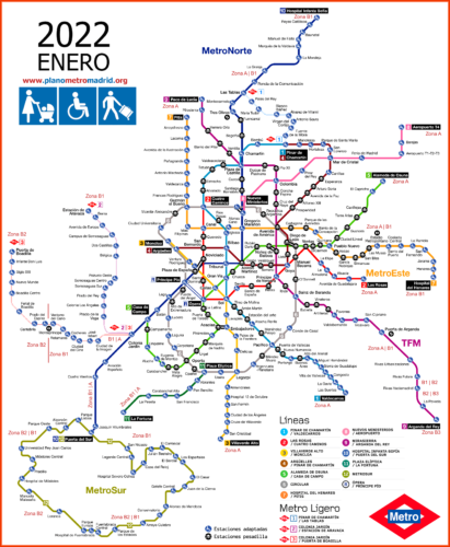Mappa della metropolitana di Madrid 2022