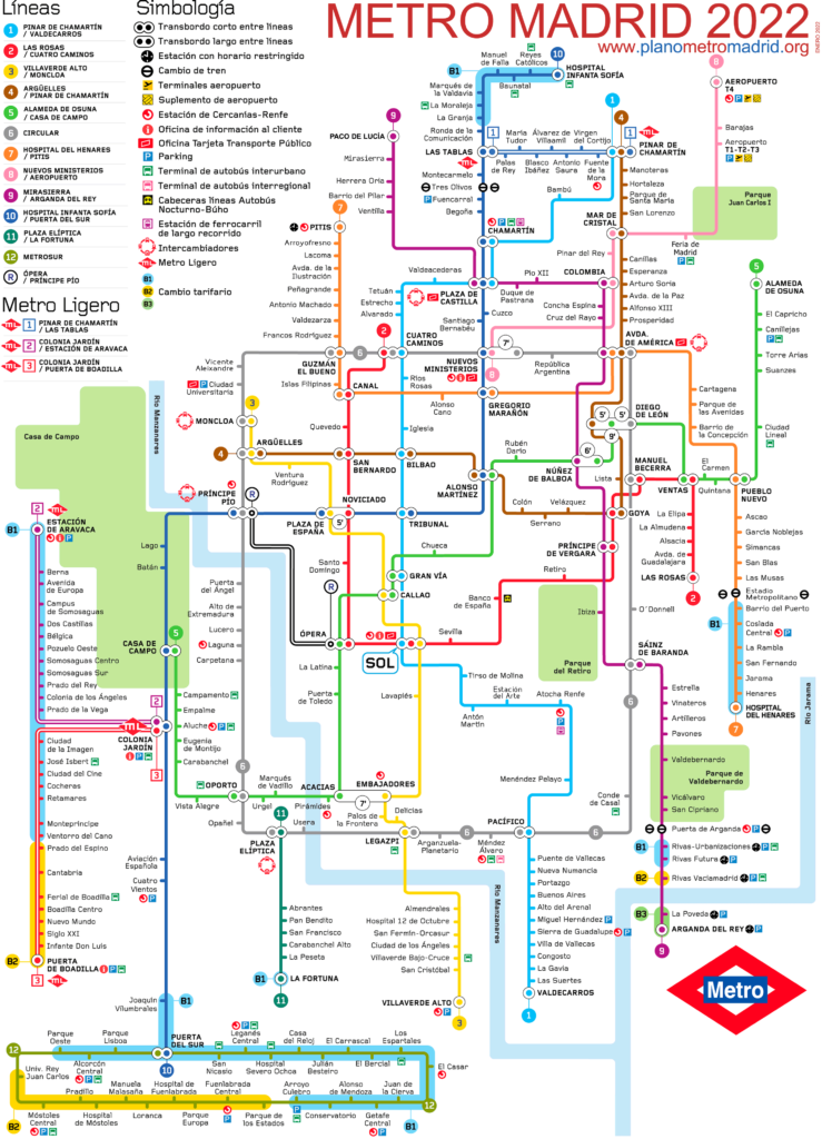 马德里地铁线路图高清图片