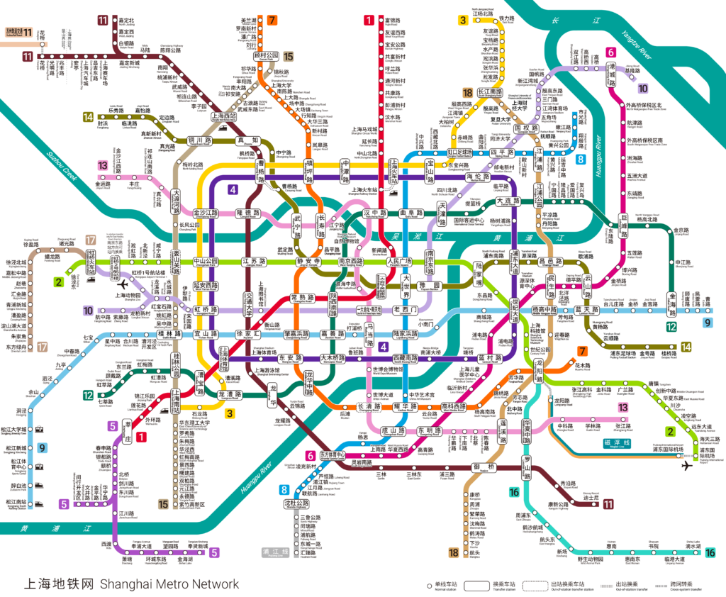 上海の地下鉄の地図 1