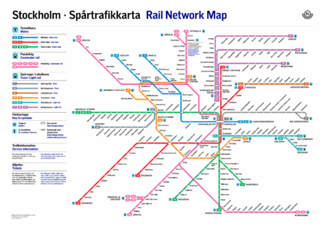 Mappa della metropolitana di Stoccolma.