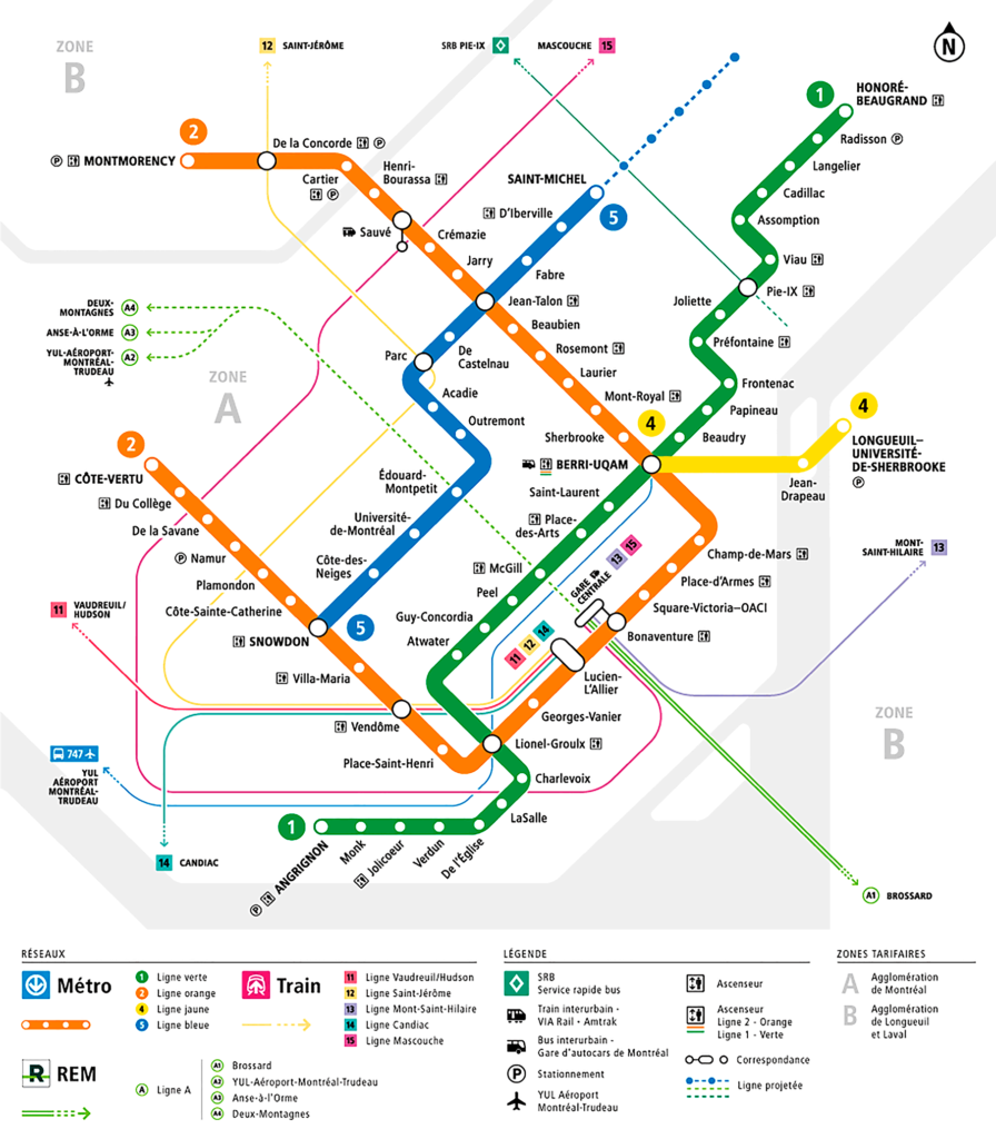 Karta över Montreals tunnelbana, version 2