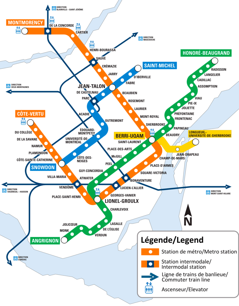 Karta över Montreals tunnelbana