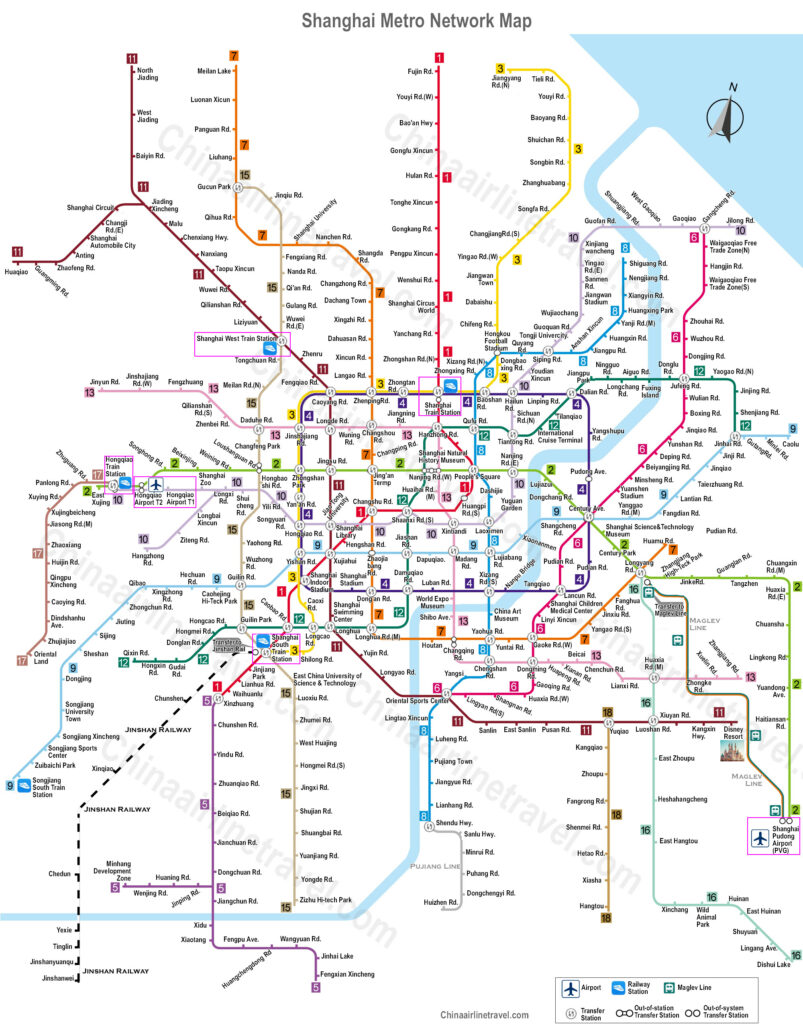 上海の地下鉄の地図 2