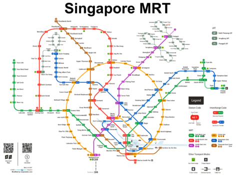 Карта метро Сингапура MRT