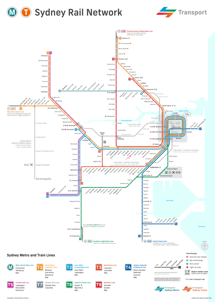 Plan du métro de Sydney 2024