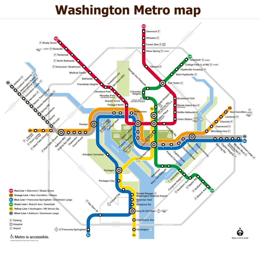 Mapa metro de Washington (Metrorail)