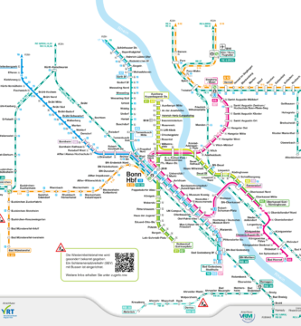 Lightrail-kaart van Bonn.