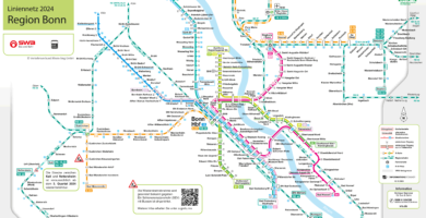 Mapa lehké železnice v Bonnu.