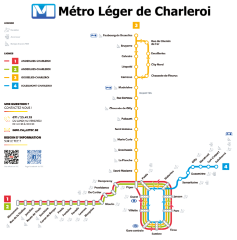 Karta över Charleroi Light Rail (2)