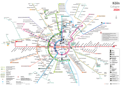 Mapa del metro de Cologne (Alemania)