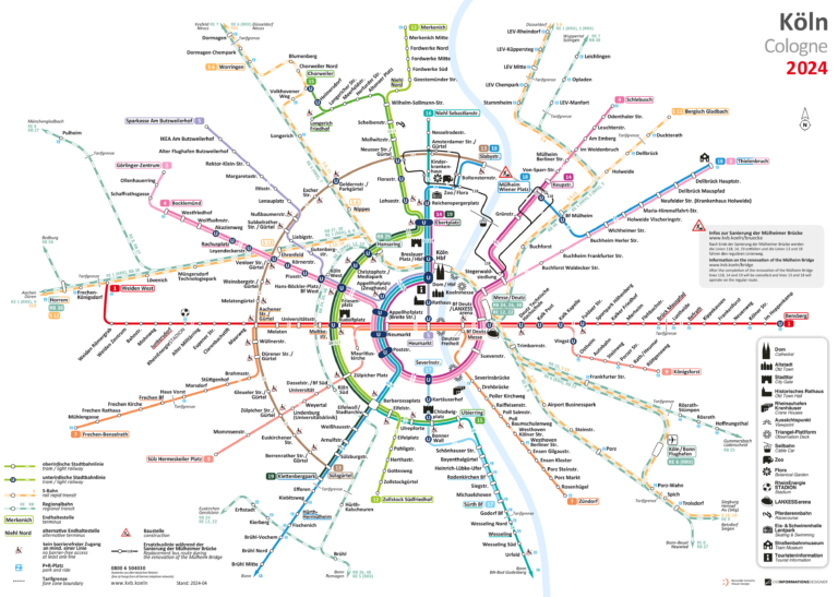 Cologne urban train map (Germany)