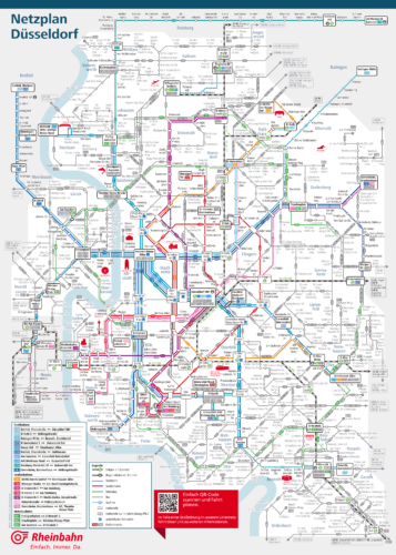 Yksityiskohtainen kartta Düsseldorfin metrosta.