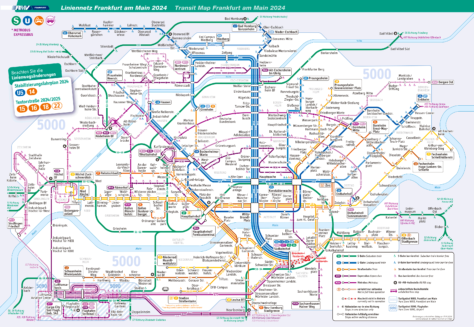 Mapa frankfurtského metra.