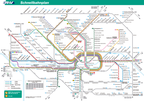 Frankfurt dopravní mapa, metr, trolejbusový vůz, železnice, vysokorychlostní vlaky