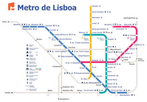 Karte der U-Bahn von Lissabon