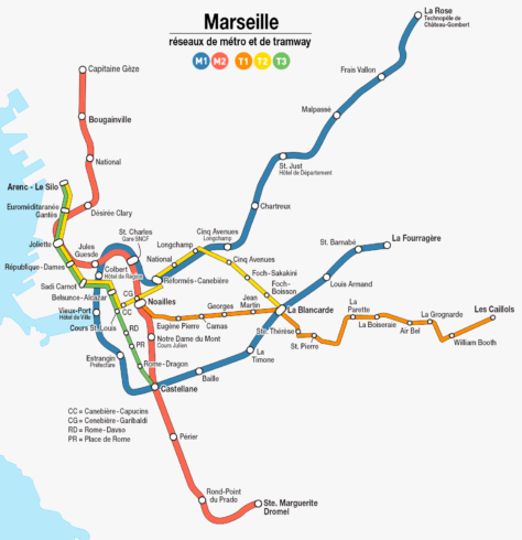 Marseille tunnelbanekarta