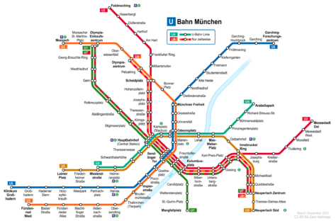 Karte der Münchner U-Bahn.