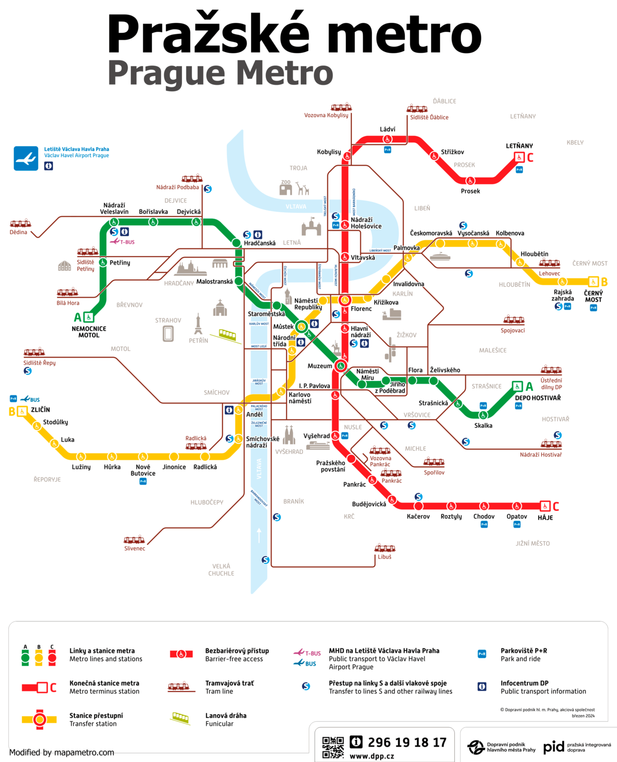 Карта Пражский метрополитен