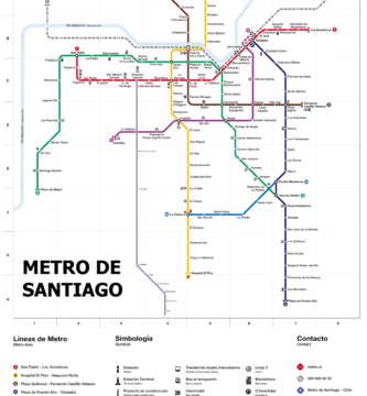 Santiago tunnelbanekarta