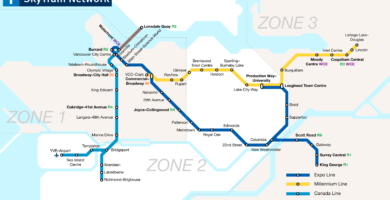 Mapa do SkyTrain de Vancouver com Seabus.