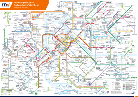 हीडलबर्ग परिवहन प्रणाली का नक्शा