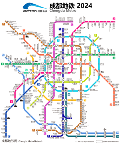 Umělecká mapa metra v Chengdu 2024