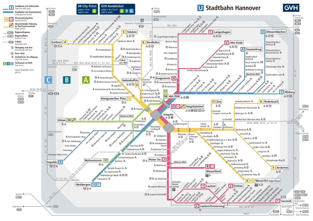 Hanover city tram map