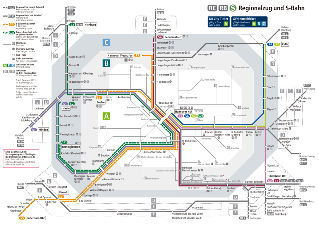 Hanover city tram map